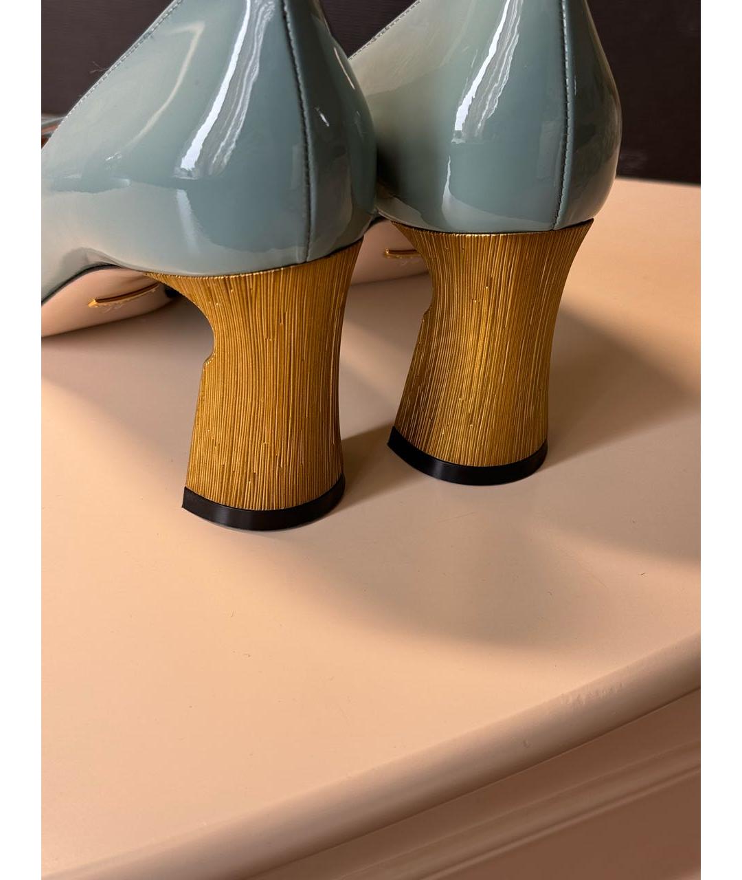 GUCCI Бирюзовые туфли из лакированной кожи, фото 6