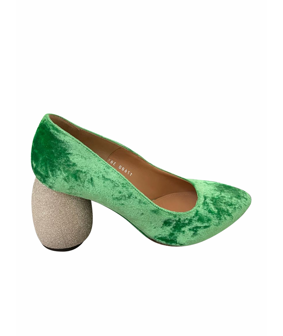 DRIES VAN NOTEN Зеленые бархатные туфли, фото 1
