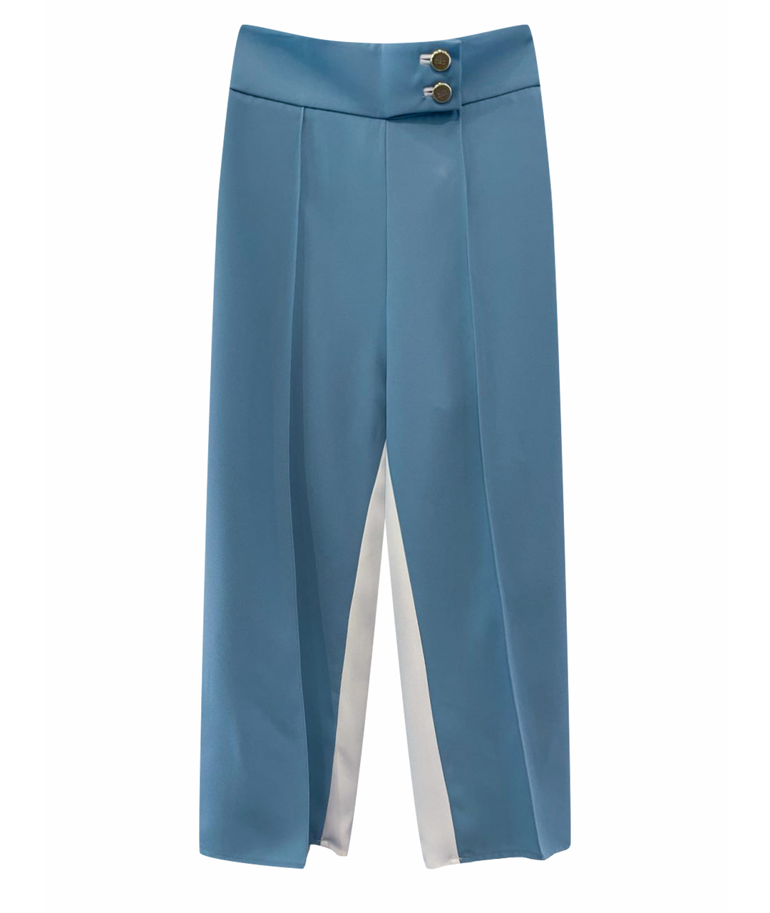 ELISABETTA FRANCHI Голубые полиэстеровые прямые брюки, фото 1