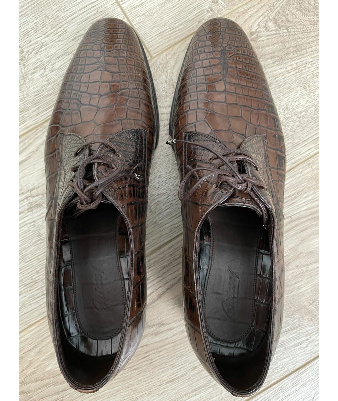 BRIONI Коричневые низкие ботинки из экзотической кожи, фото 3