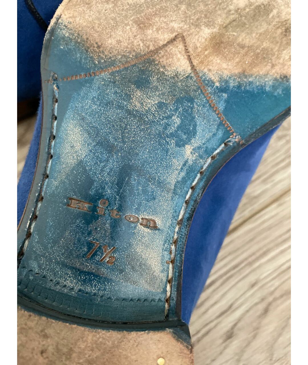 KITON Синие замшевые низкие ботинки, фото 7