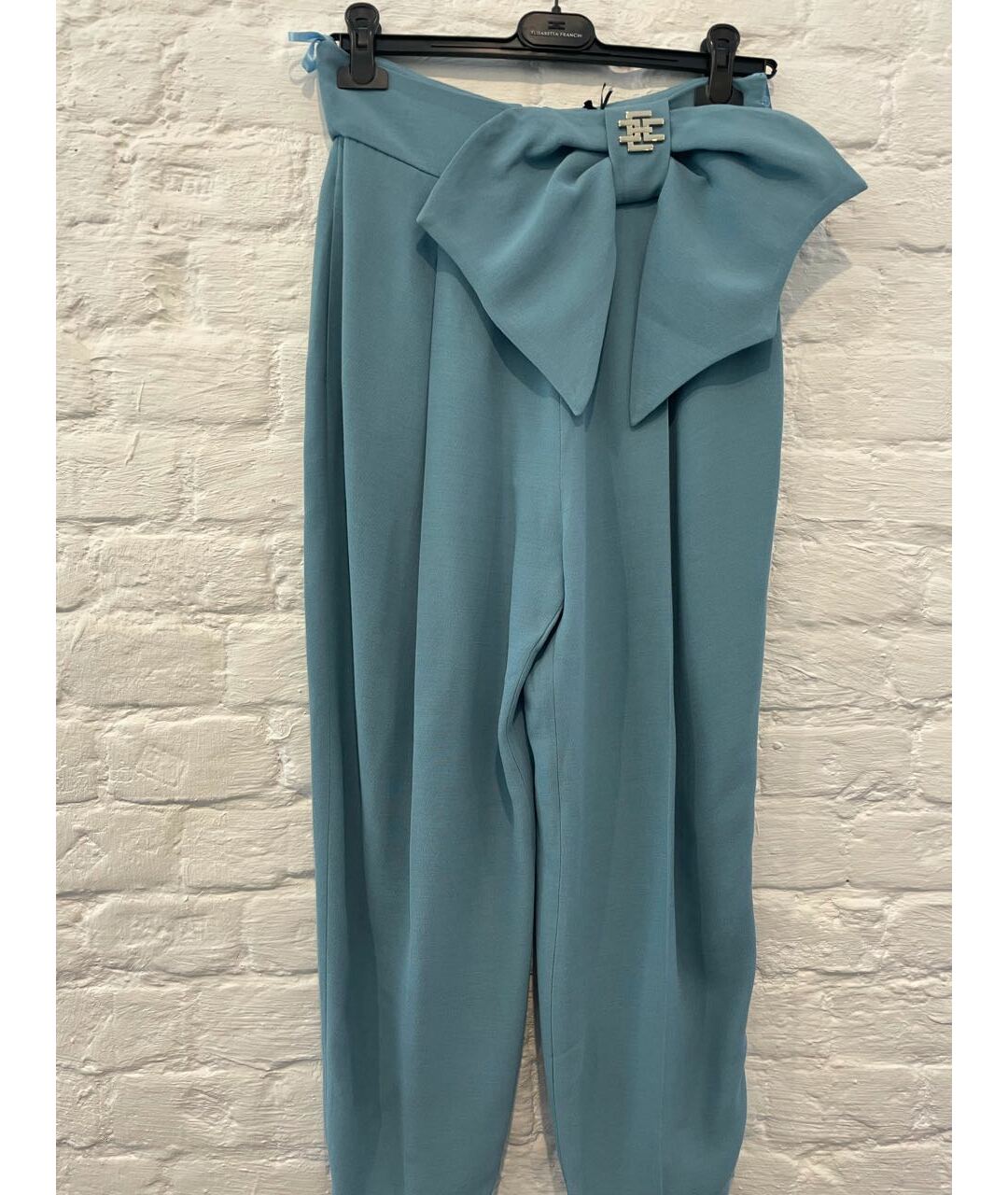 ELISABETTA FRANCHI Голубые вискозные прямые брюки, фото 7