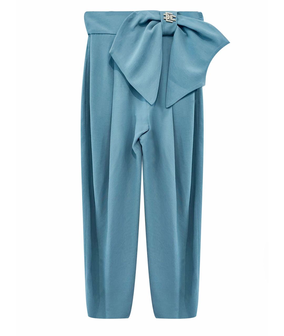 ELISABETTA FRANCHI Голубые вискозные прямые брюки, фото 1