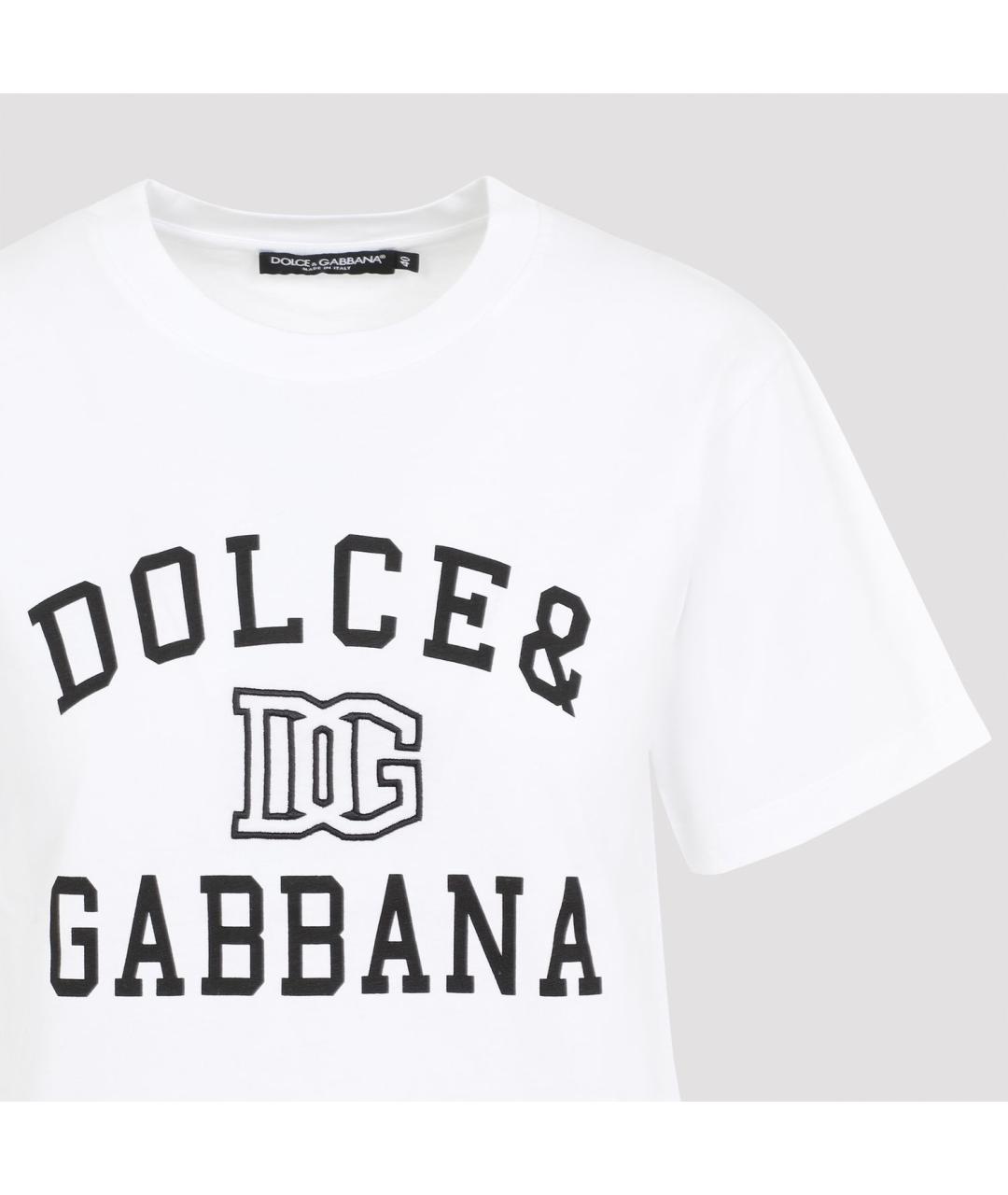 DOLCE&GABBANA Белая хлопковая футболка, фото 4