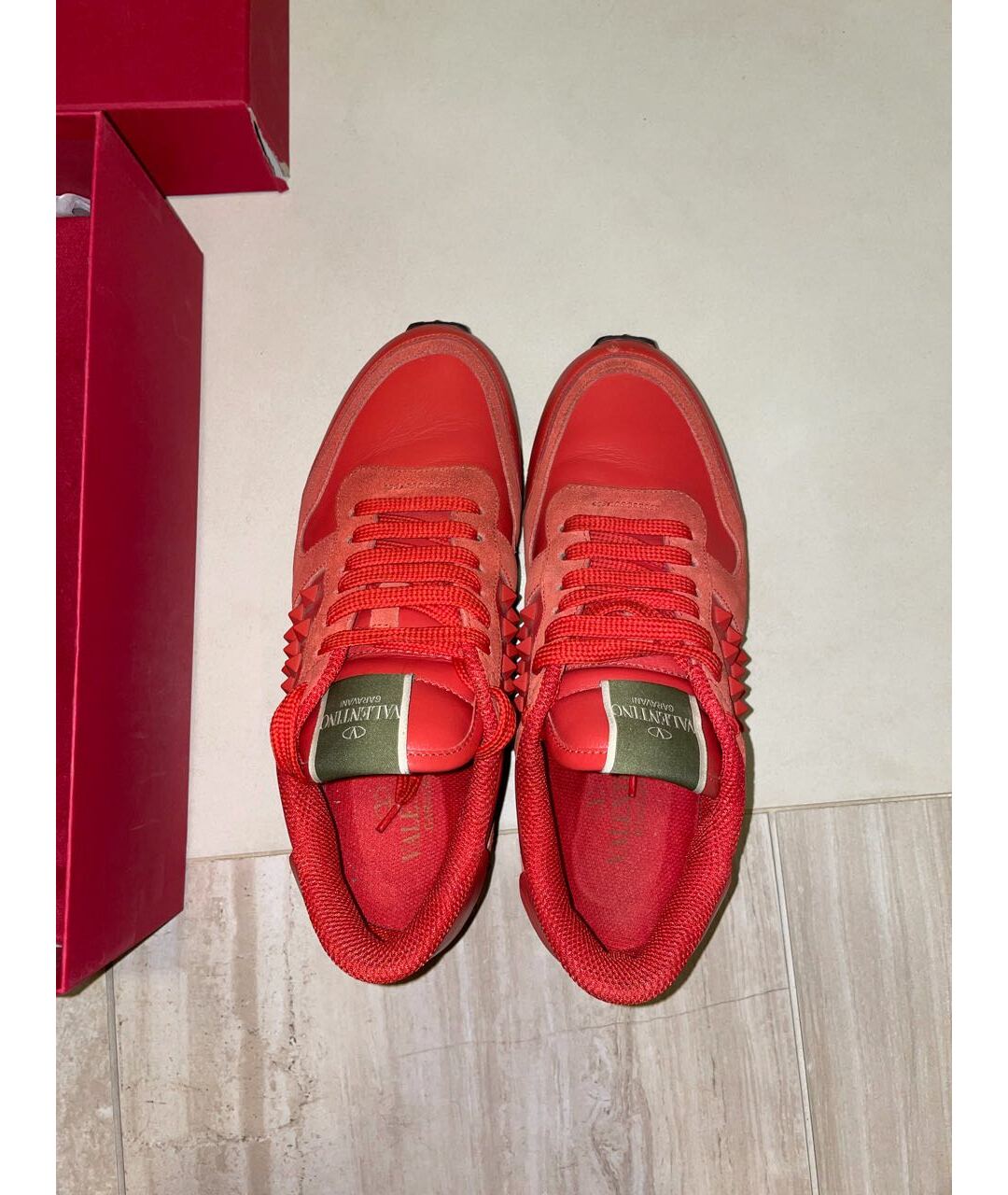 VALENTINO GARAVANI Красные кожаные кроссовки, фото 3