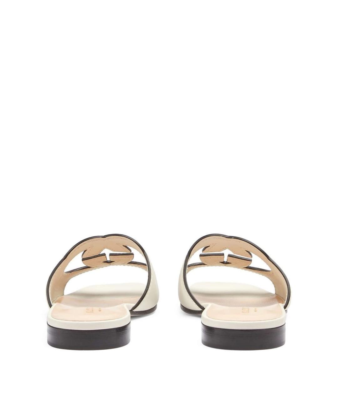 GUCCI Белые кожаные шлепанцы, фото 4