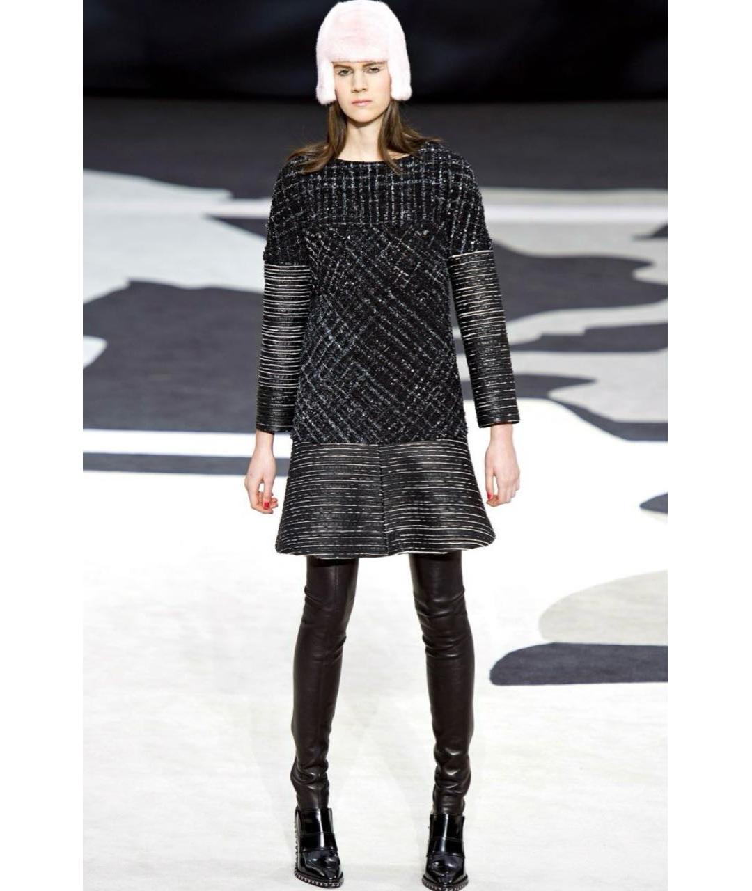 CHANEL Черное твидовое повседневное платье, фото 2