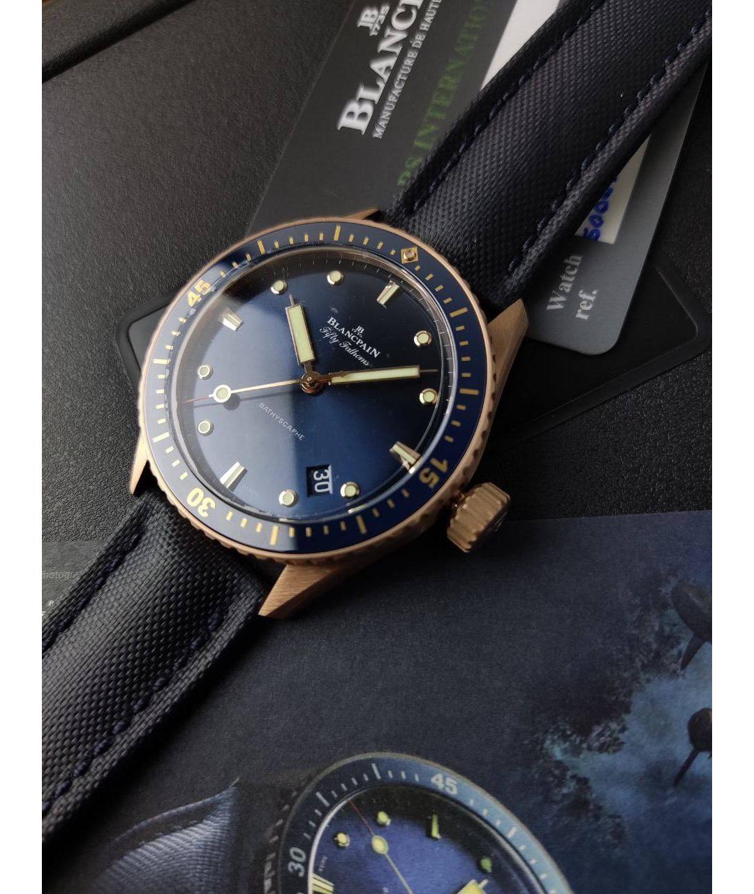 Blancpain Синие часы из розового золота, фото 3