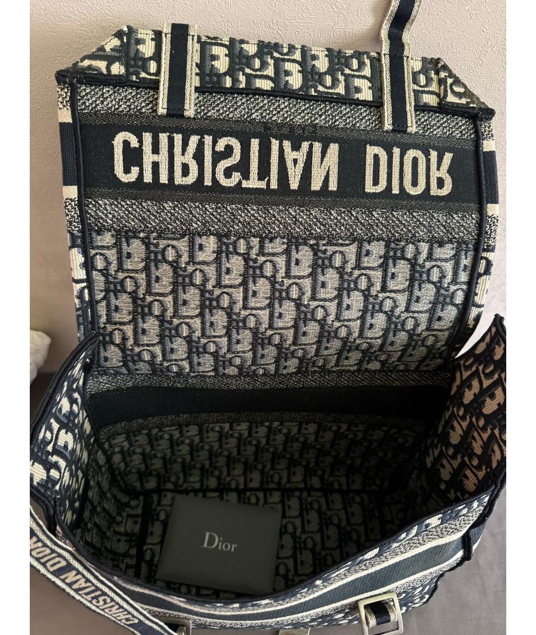 CHRISTIAN DIOR Темно-синяя жаккардовая сумка через плечо, фото 4