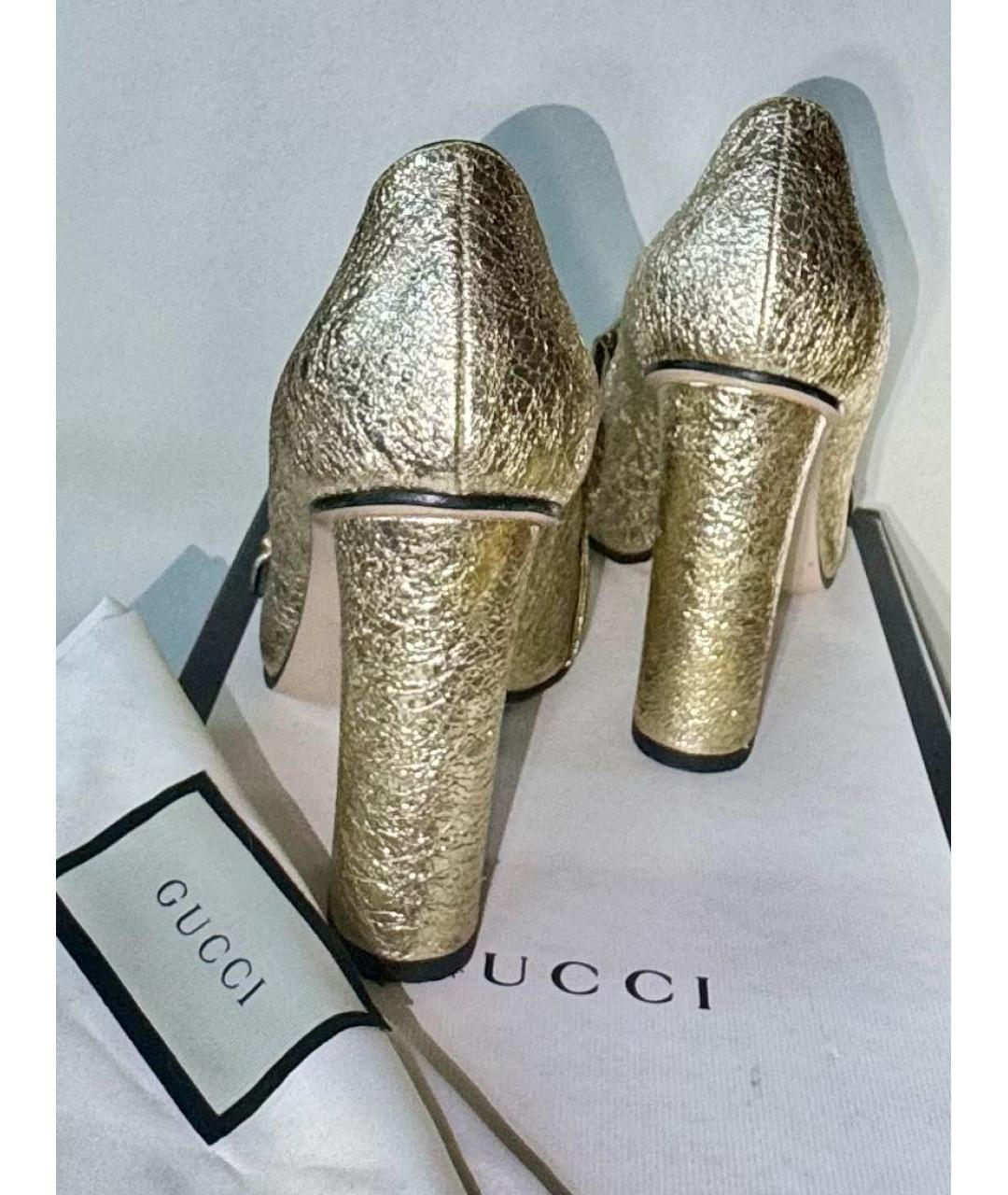 GUCCI Золотые кожаные туфли, фото 7