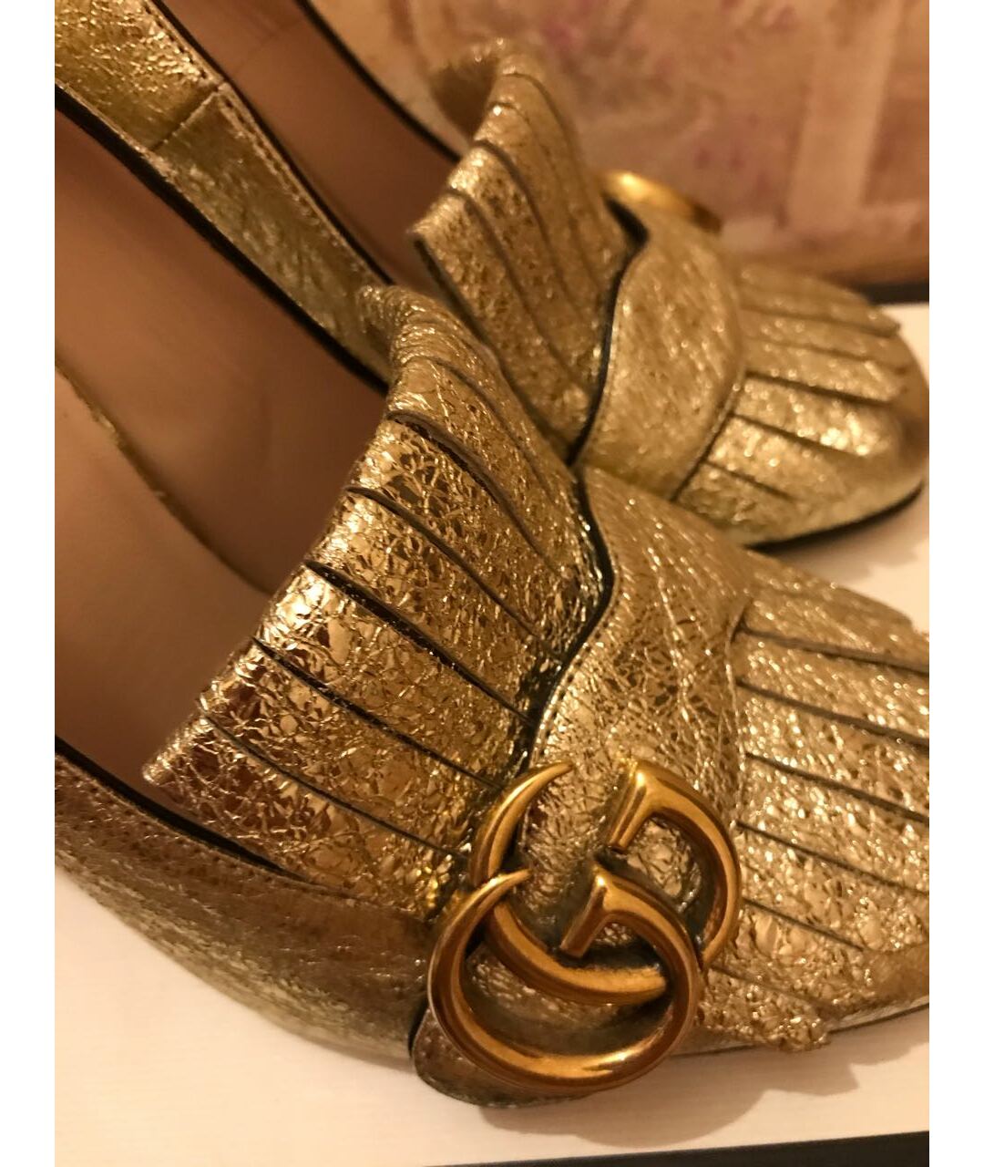 GUCCI Золотые кожаные туфли, фото 7