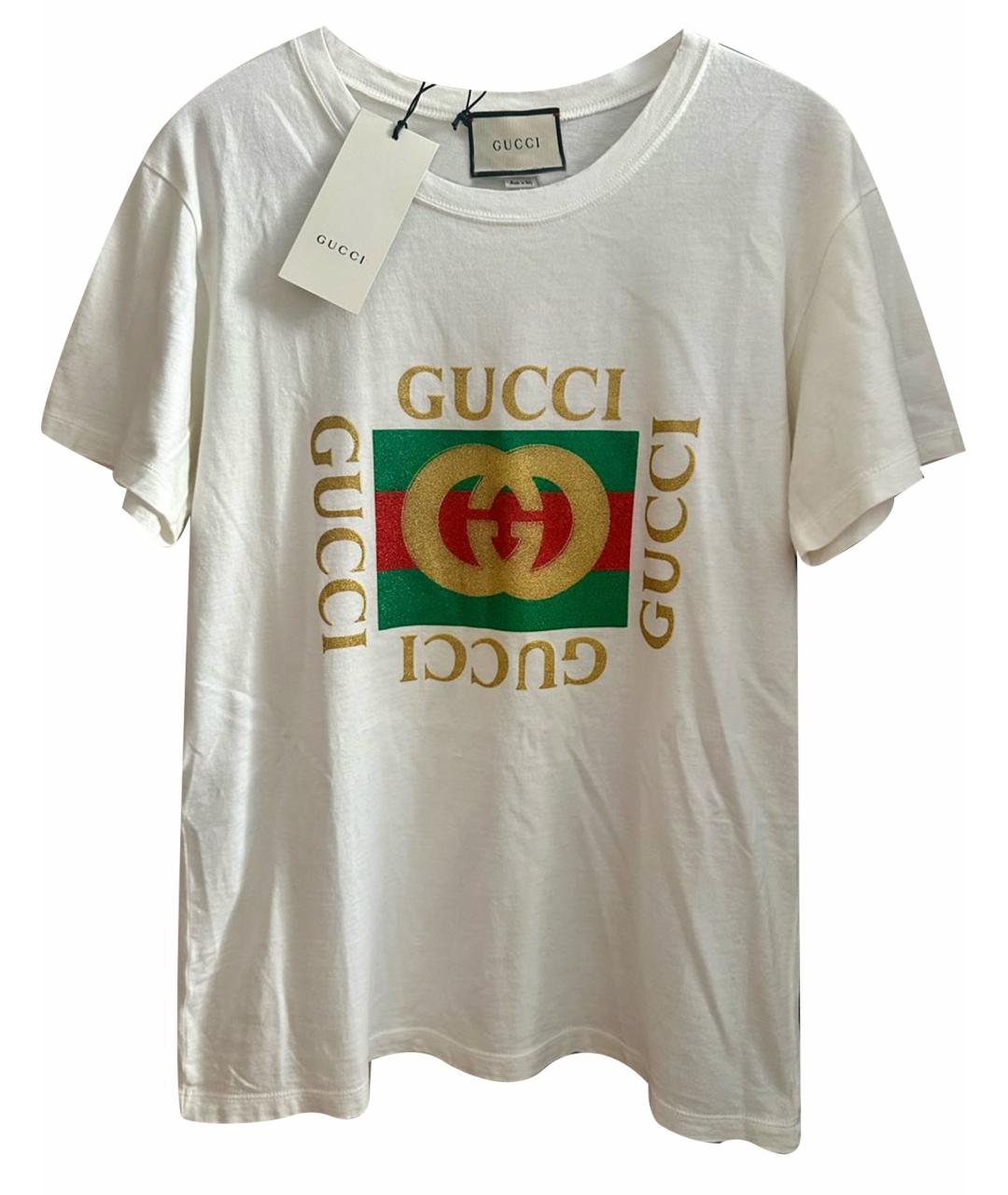 GUCCI Белая хлопковая футболка, фото 1