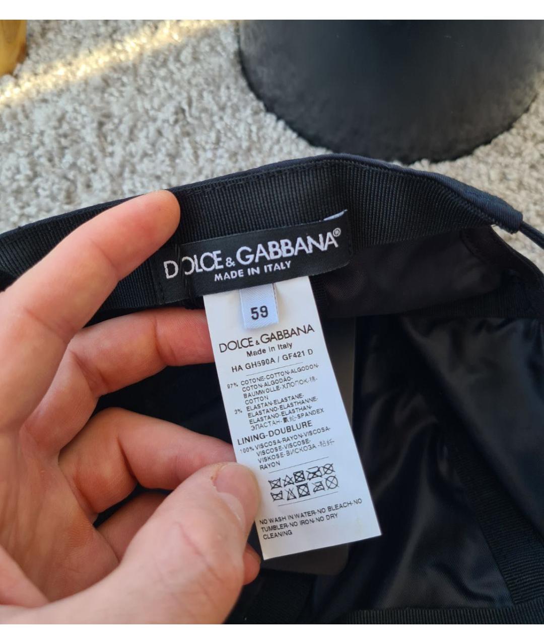 DOLCE&GABBANA Темно-синяя хлопковая кепка/бейсболка, фото 7