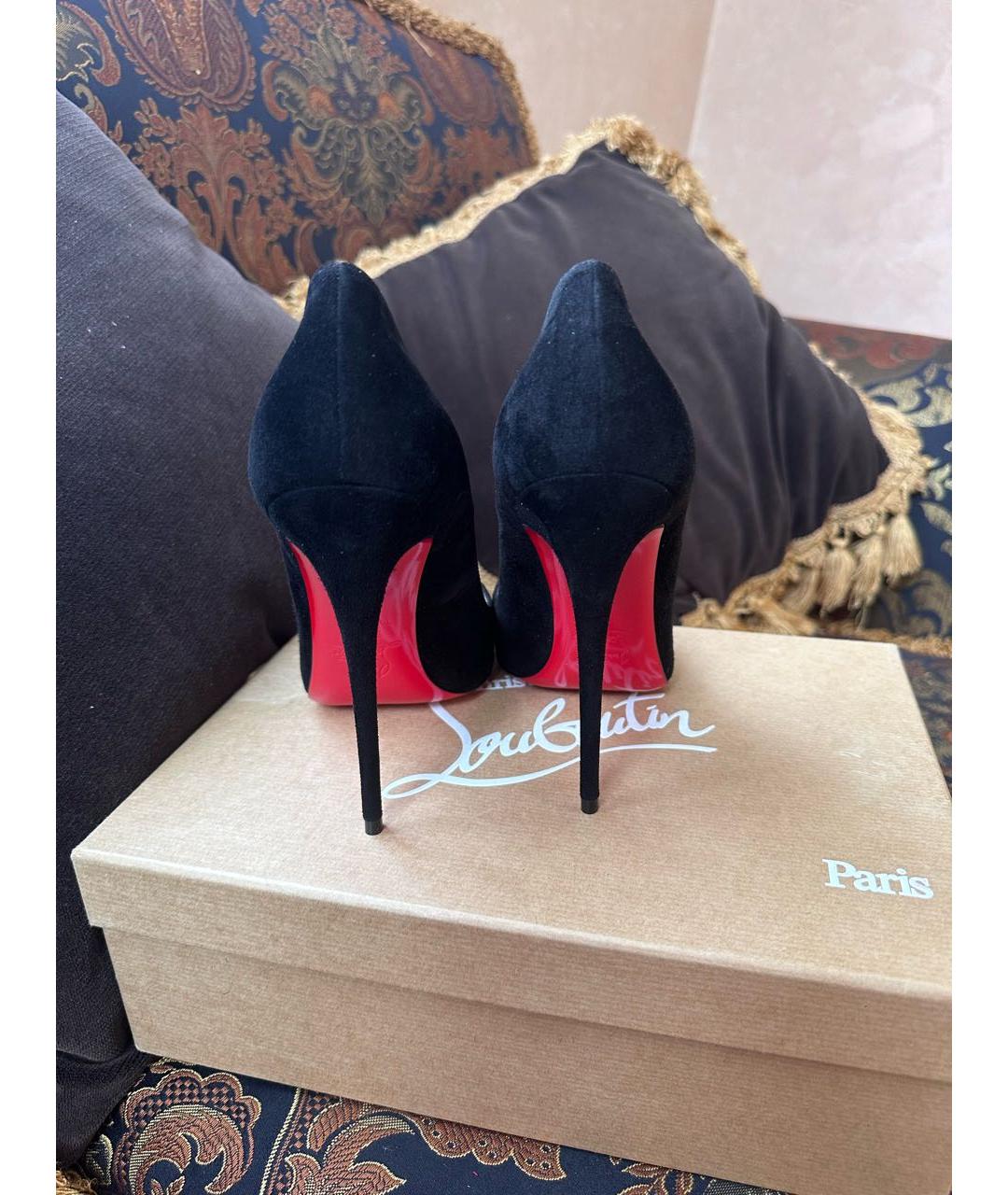 CHRISTIAN LOUBOUTIN Черные замшевые туфли, фото 4