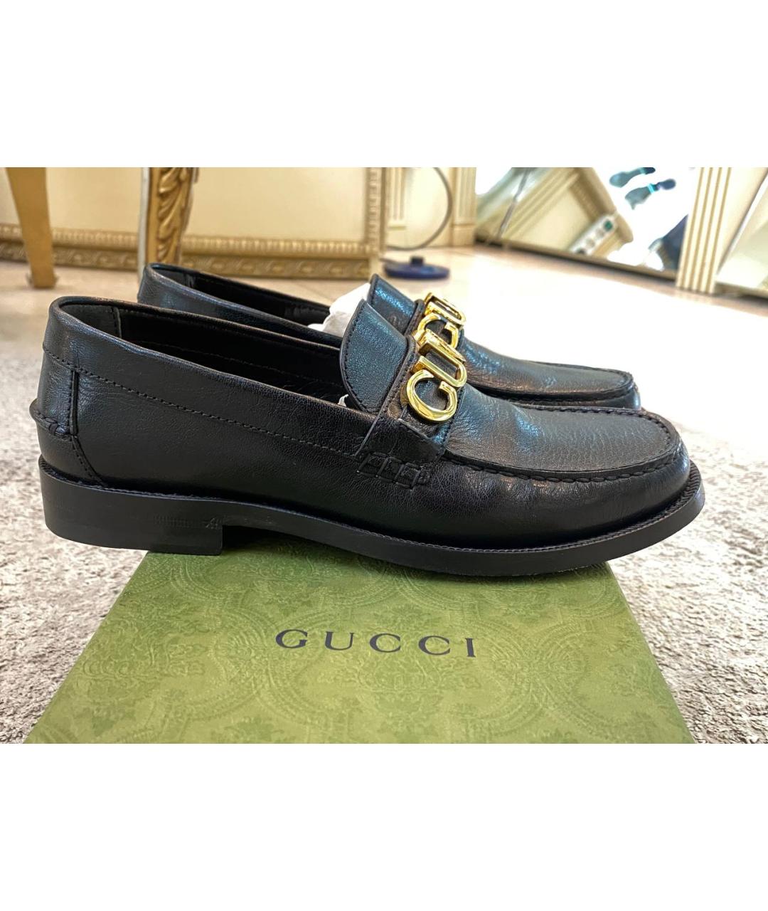 GUCCI Черные кожаные лоферы, фото 4