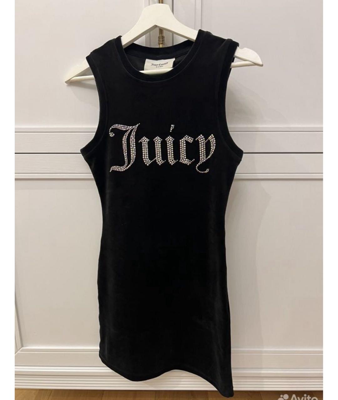 JUICY COUTURE Черное велюровое коктейльное платье, фото 3