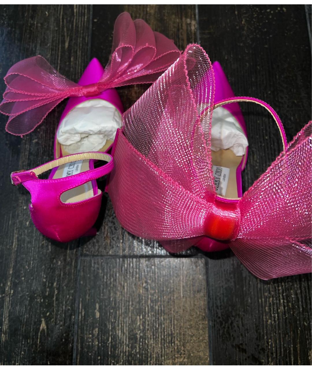 JIMMY CHOO Розовые текстильные туфли, фото 3