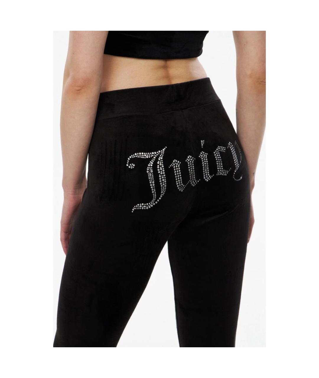 JUICY COUTURE Черные велюровые прямые брюки, фото 3