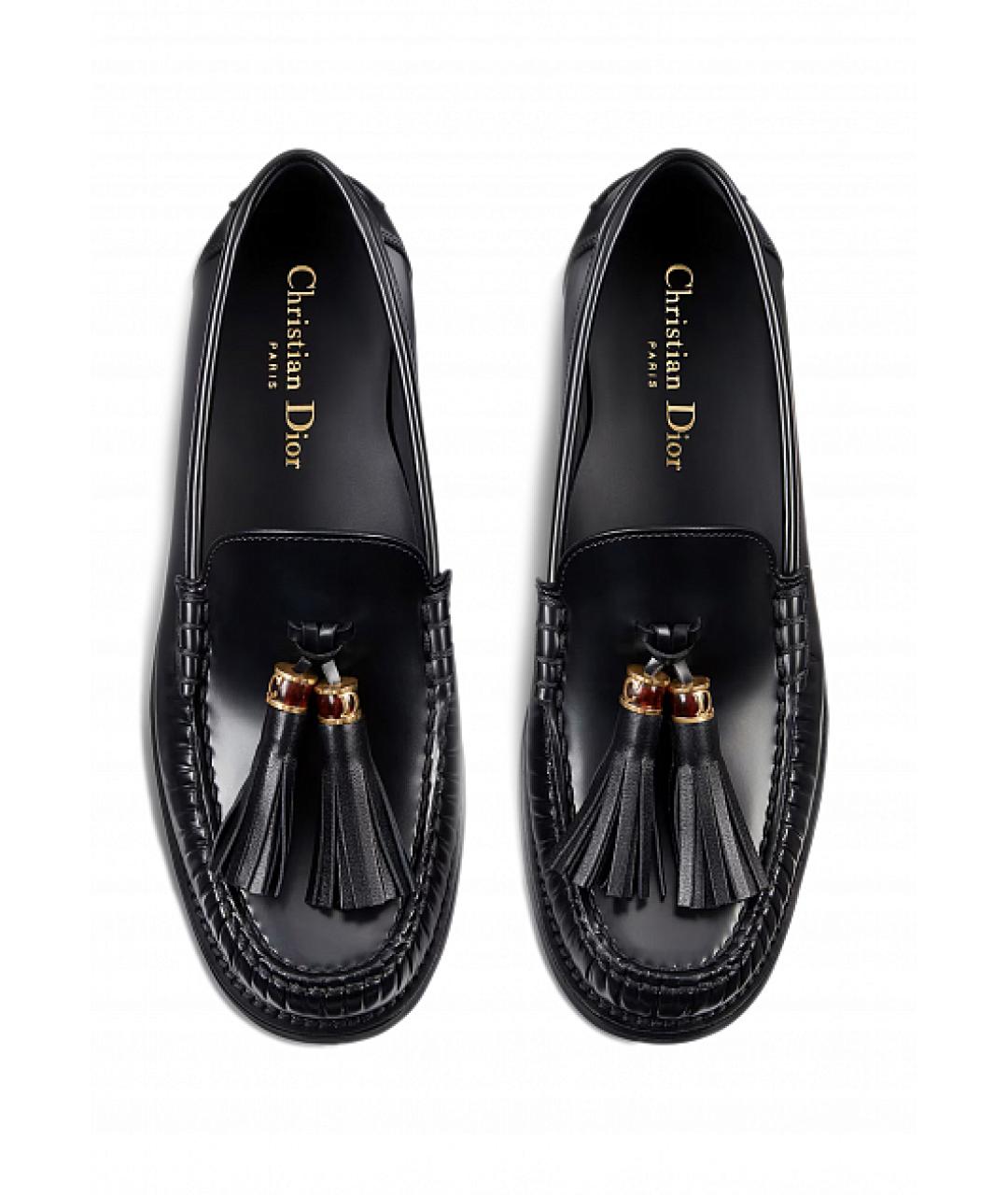 CHRISTIAN DIOR Черные кожаные лоферы, фото 3
