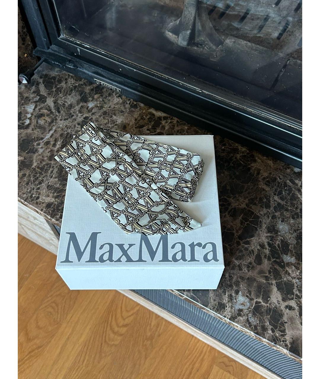 MAX MARA Золотой шелковый платок, фото 2