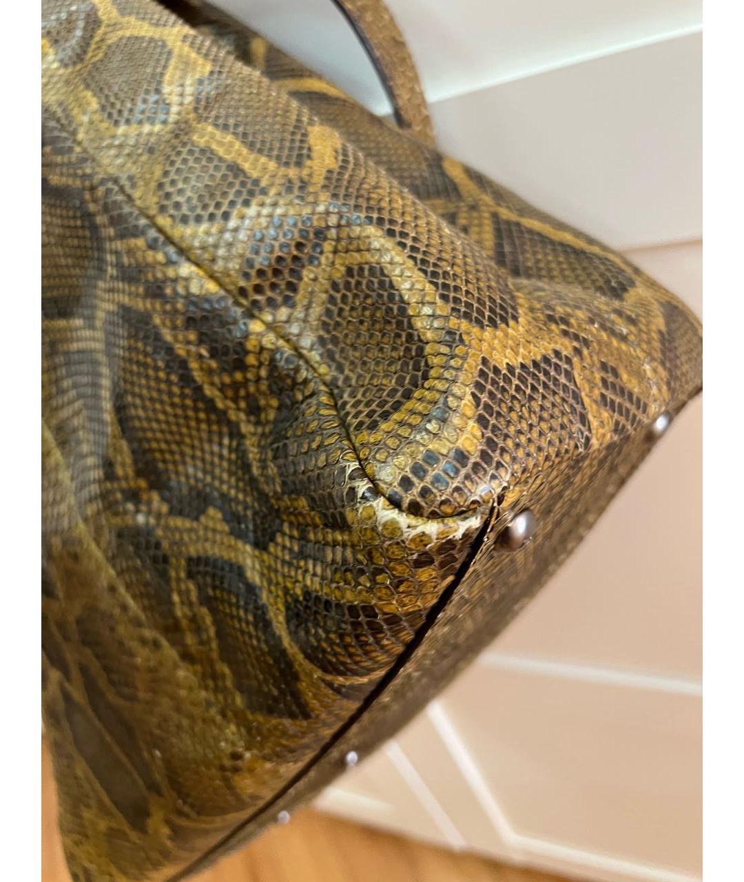 FENDI Хаки сумка тоут из экзотической кожи, фото 6