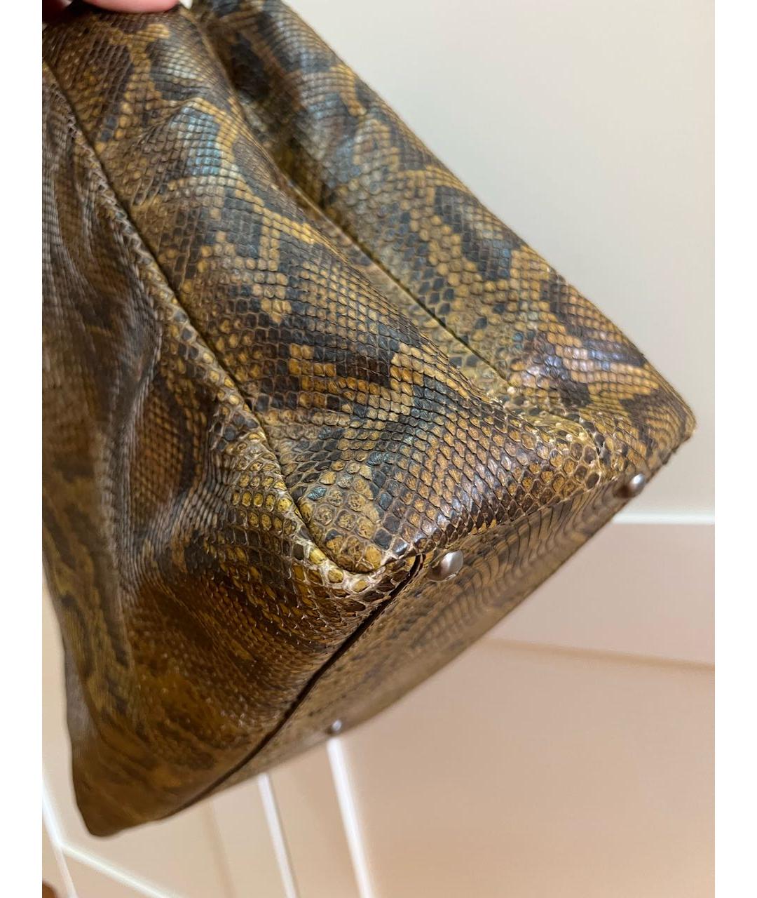 FENDI Хаки сумка тоут из экзотической кожи, фото 4