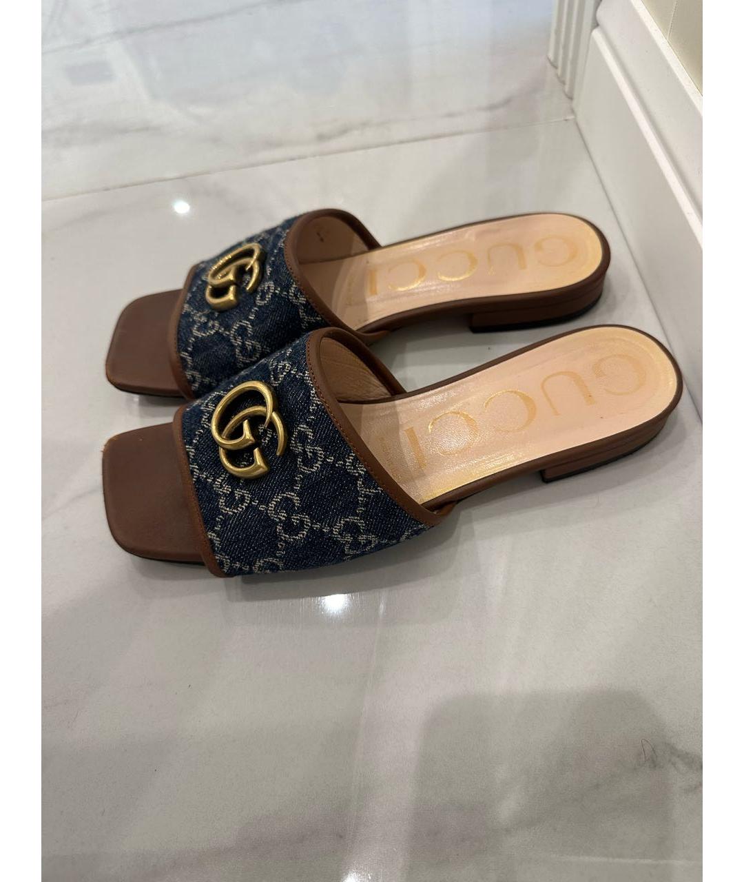 GUCCI Синие шлепанцы, фото 6