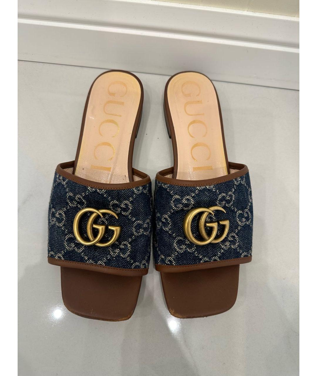 GUCCI Синие шлепанцы, фото 2