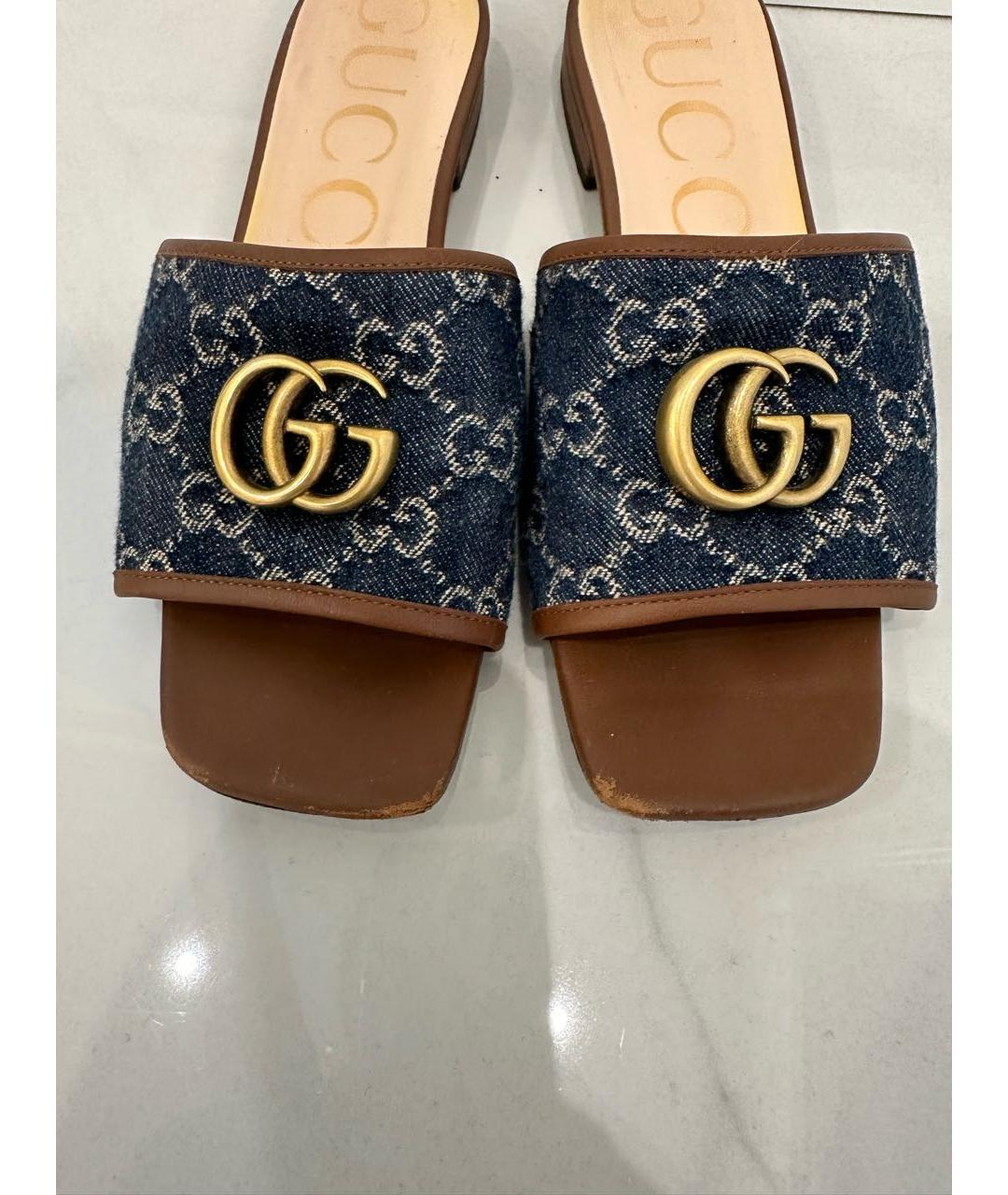 GUCCI Синие шлепанцы, фото 5