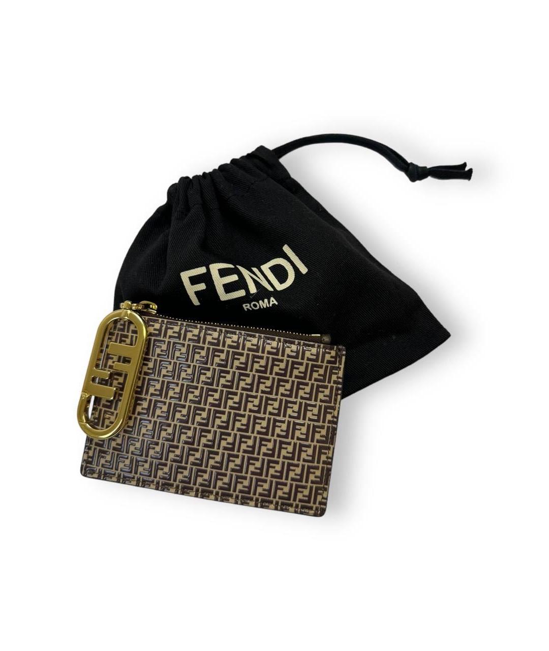 FENDI Коричневый кардхолдер из лакированной кожи, фото 2