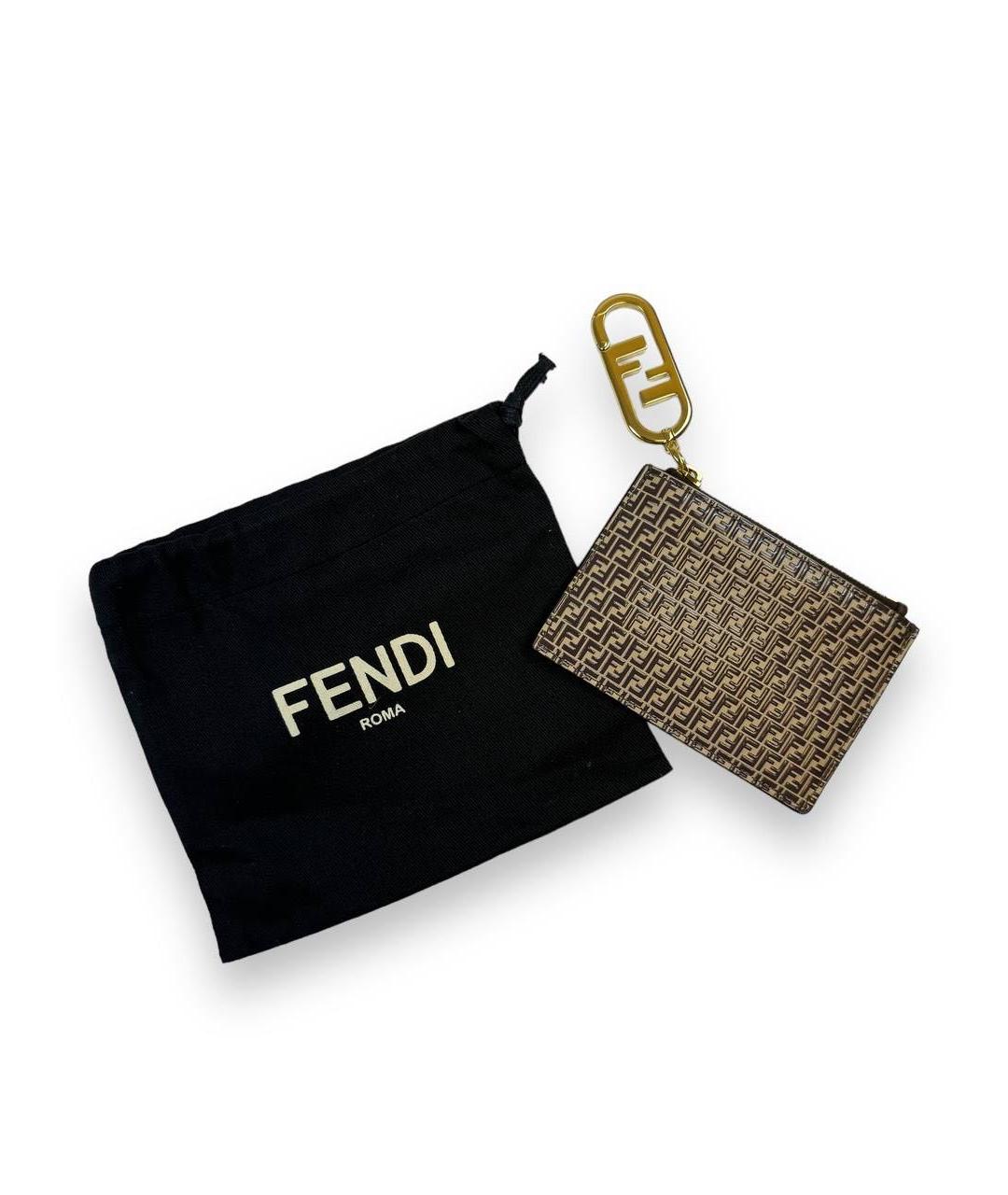 FENDI Коричневый кардхолдер из лакированной кожи, фото 4