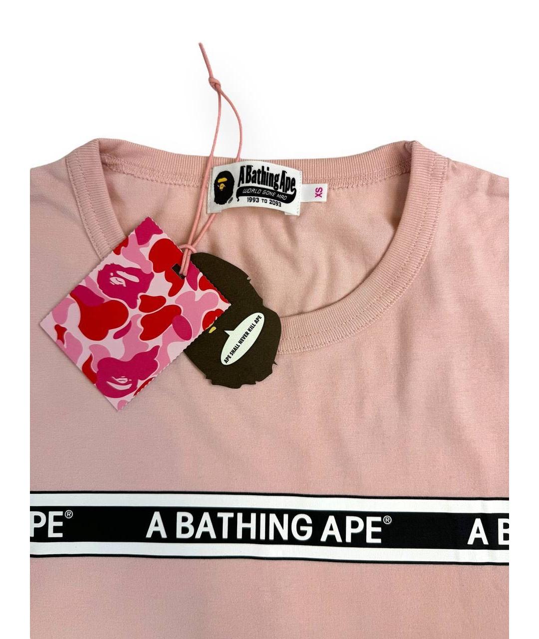 A BATHING APE Розовая хлопковая футболка, фото 5