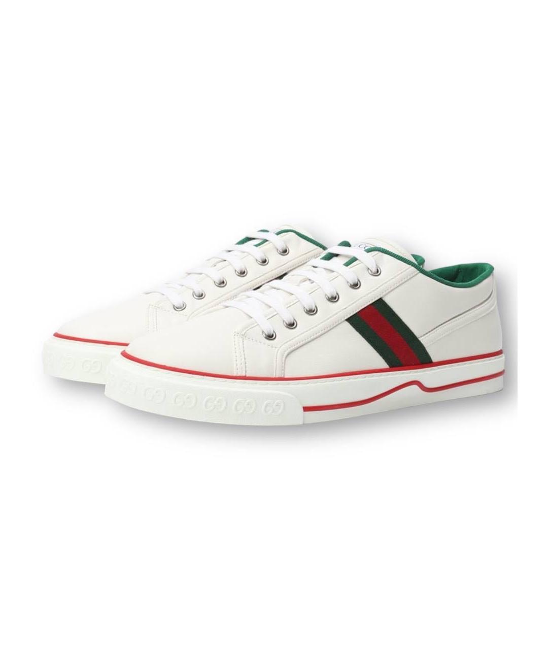 GUCCI Белые кожаные низкие кроссовки / кеды, фото 2