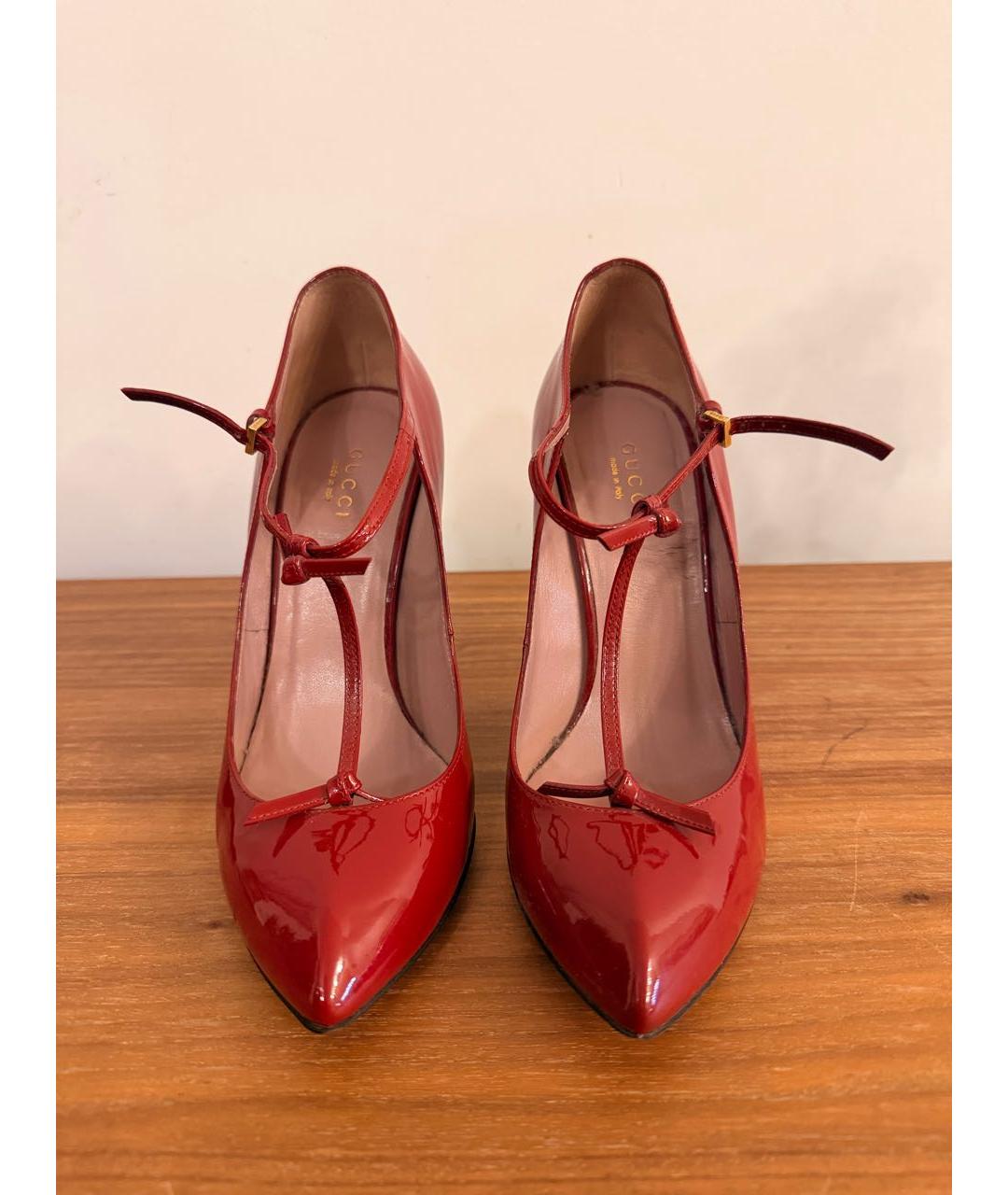 GUCCI Бордовые туфли из лакированной кожи, фото 2