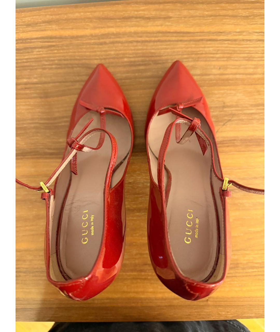 GUCCI Бордовые туфли из лакированной кожи, фото 3