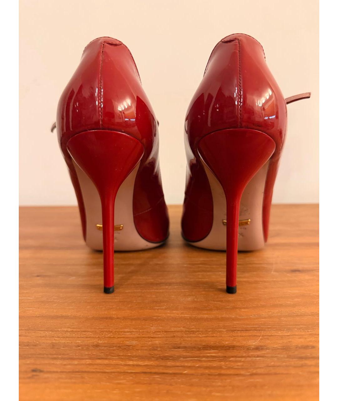 GUCCI Бордовые туфли из лакированной кожи, фото 4