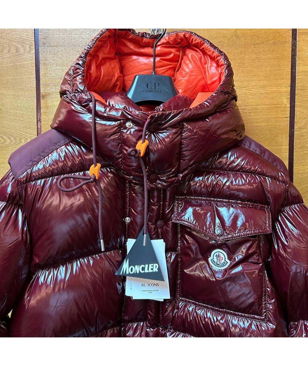 MONCLER Бордовый пуховик, фото 2