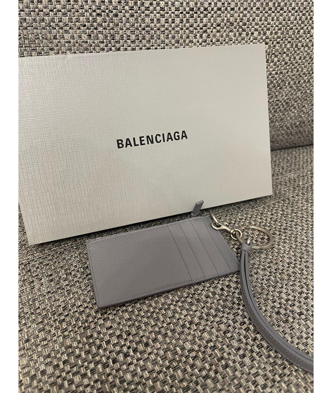 BALENCIAGA Серый кожаный кардхолдер, фото 2