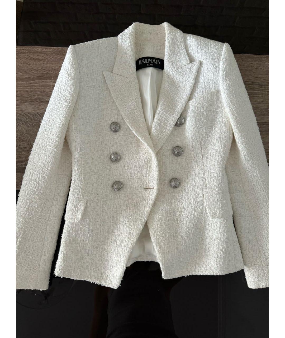 BALMAIN Белый твидовый жакет/пиджак, фото 6