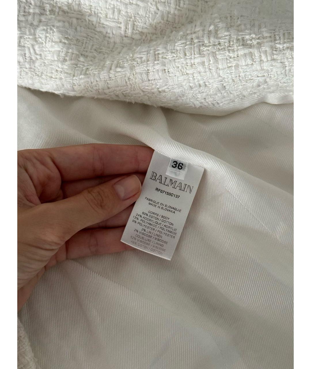 BALMAIN Белый твидовый жакет/пиджак, фото 4