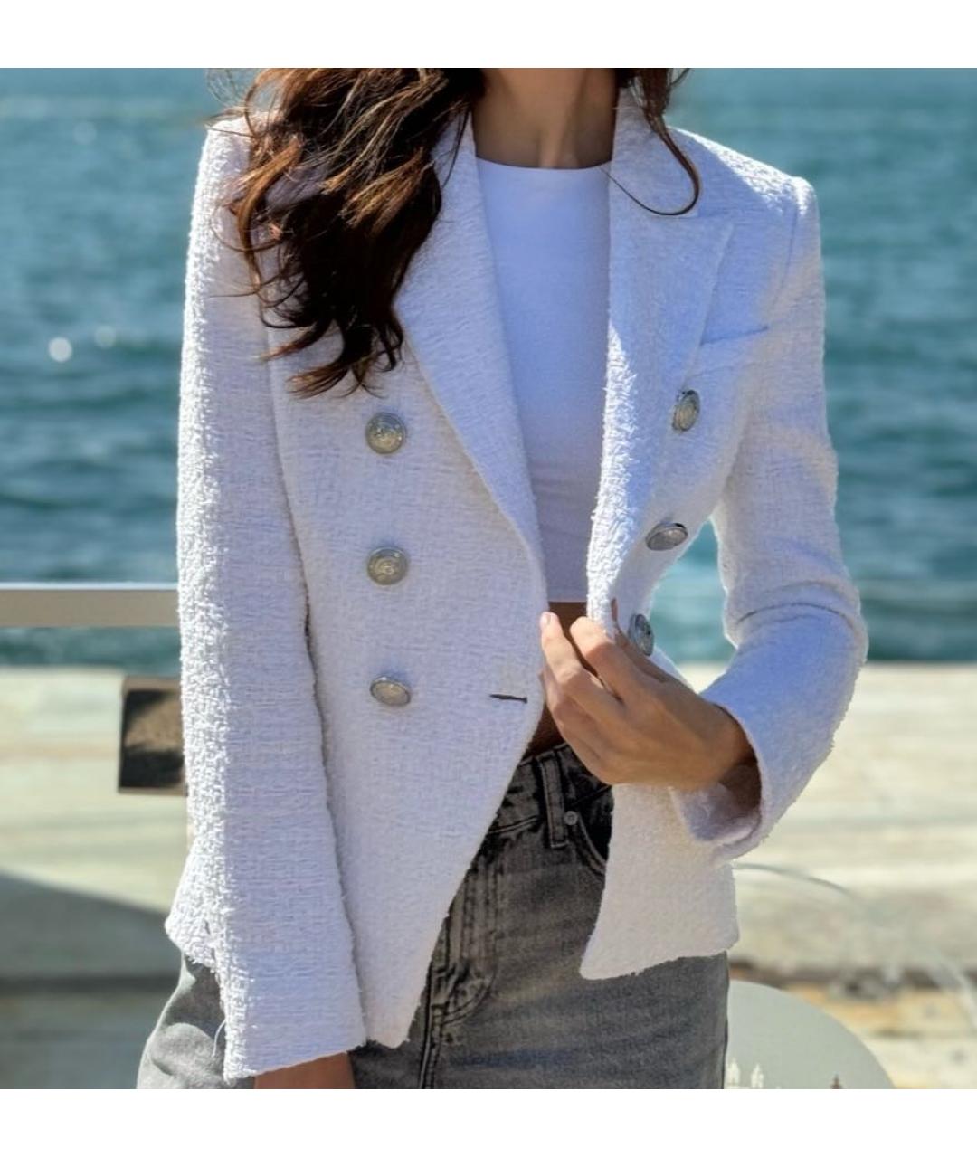 BALMAIN Белый твидовый жакет/пиджак, фото 2