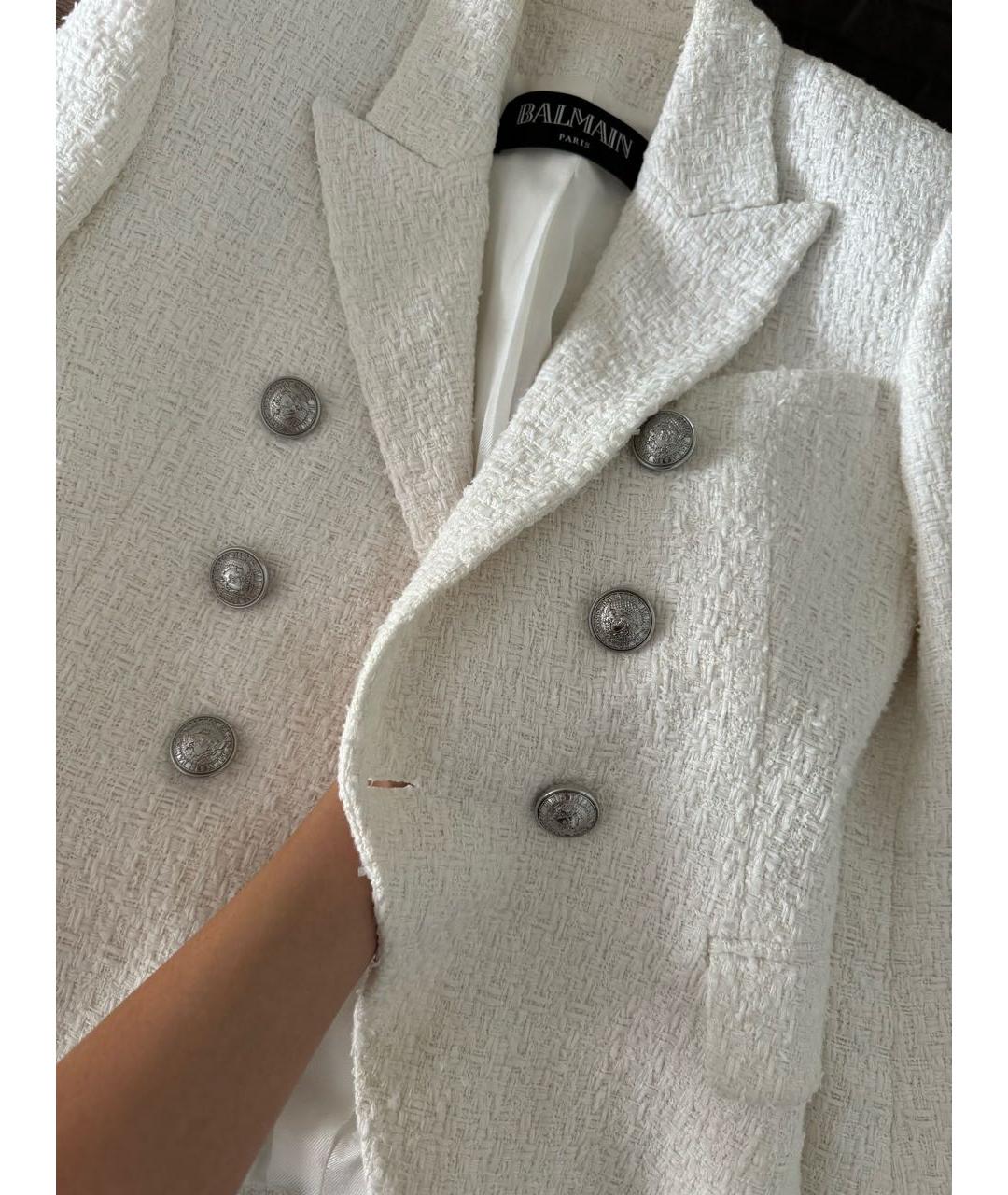 BALMAIN Белый твидовый жакет/пиджак, фото 5