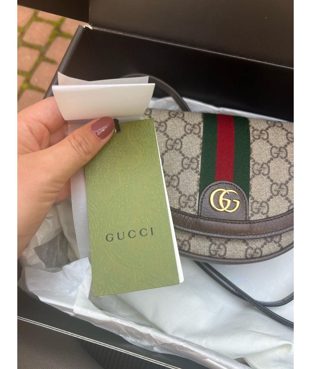 GUCCI Коричневая кожаная сумка через плечо, фото 5