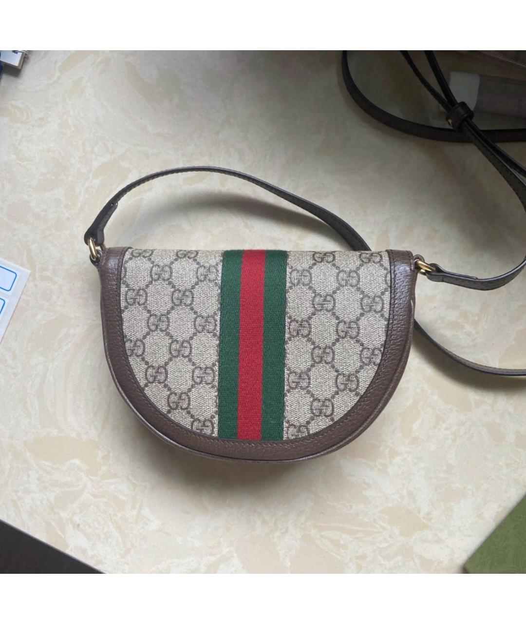 GUCCI Коричневая кожаная сумка через плечо, фото 2