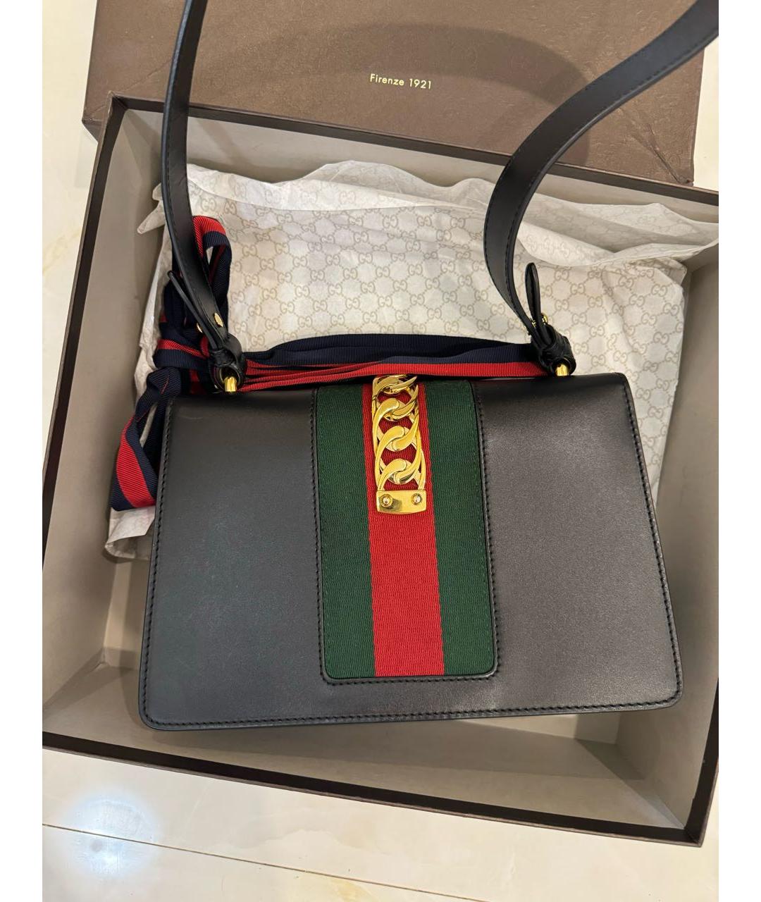 GUCCI Черная кожаная сумка с короткими ручками, фото 2