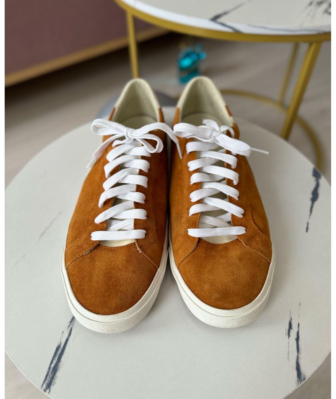 DOLCE&GABBANA Оранжевые замшевые низкие кроссовки / кеды, фото 2