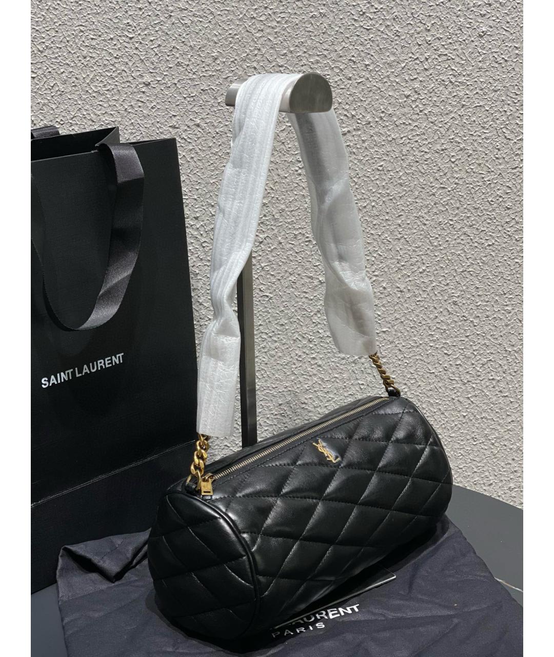 SAINT LAURENT Черная кожаная сумка через плечо, фото 3