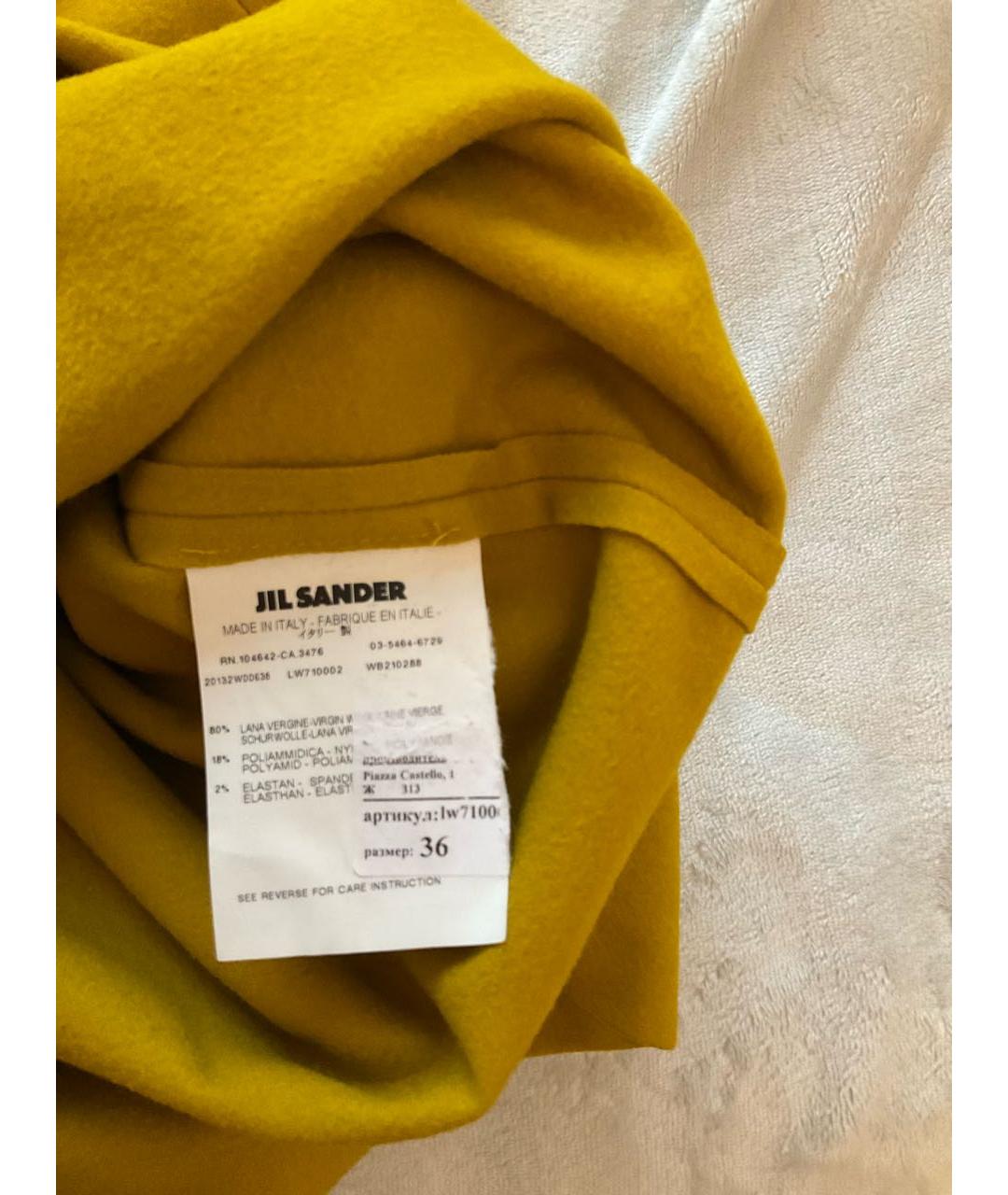 JIL SANDER Горчичное шерстяное платье, фото 4