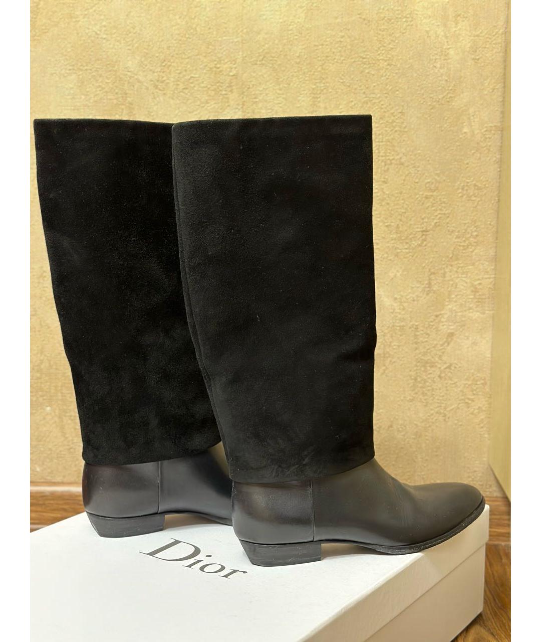CHRISTIAN DIOR Черные кожаные сапоги, фото 7