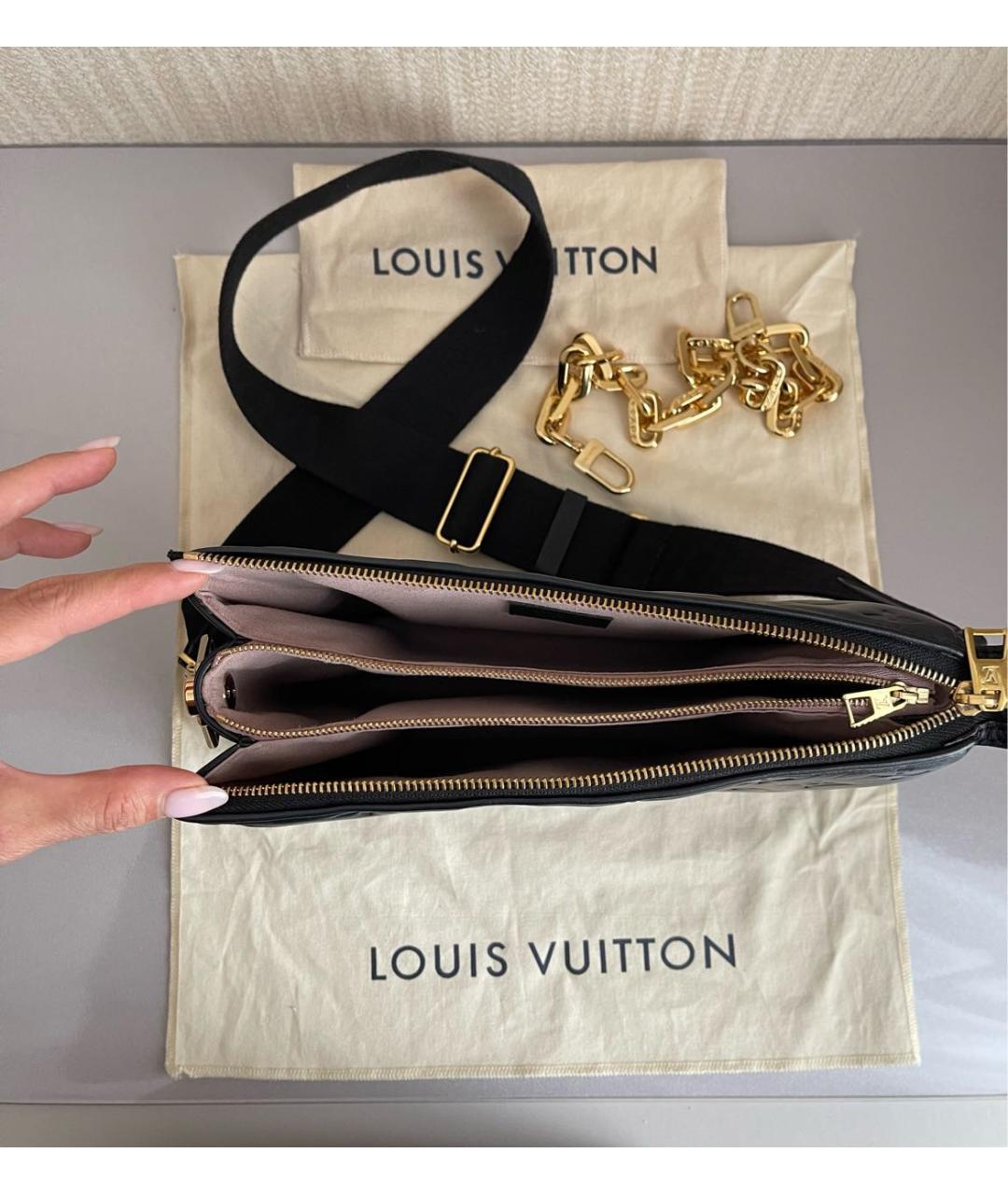 LOUIS VUITTON Черная кожаная сумка через плечо, фото 6